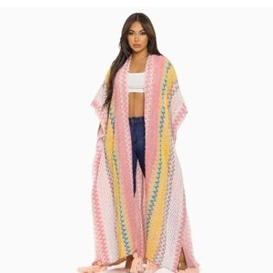 Colorful Zigzag Patterned Kimono